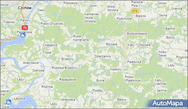 mapa Dzierżaniny, Dzierżaniny na mapie Targeo