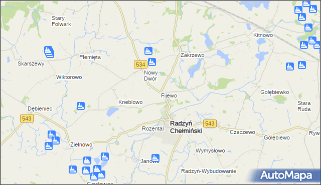 mapa Fijewo gmina Radzyń Chełmiński, Fijewo gmina Radzyń Chełmiński na mapie Targeo