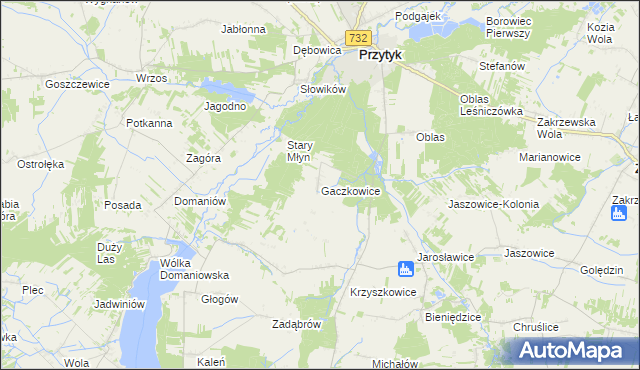 mapa Gaczkowice, Gaczkowice na mapie Targeo