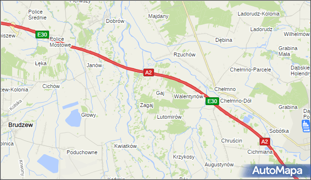 mapa Gaj gmina Dąbie, Gaj gmina Dąbie na mapie Targeo