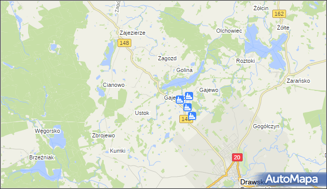 mapa Gajewko, Gajewko na mapie Targeo