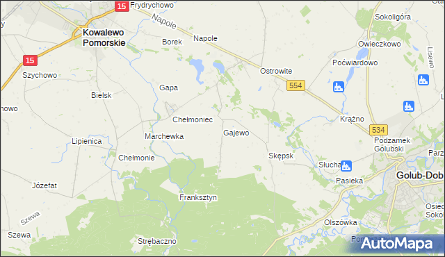 mapa Gajewo gmina Golub-Dobrzyń, Gajewo gmina Golub-Dobrzyń na mapie Targeo