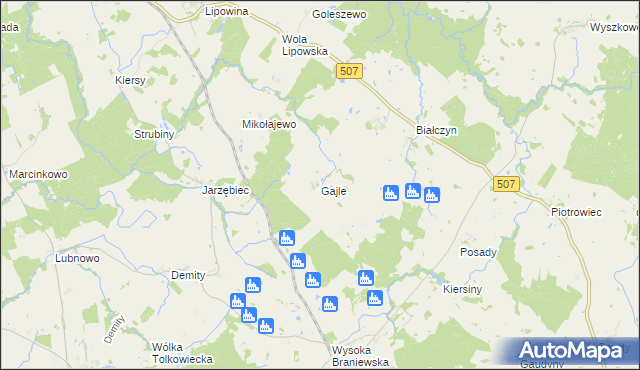 mapa Gajle, Gajle na mapie Targeo