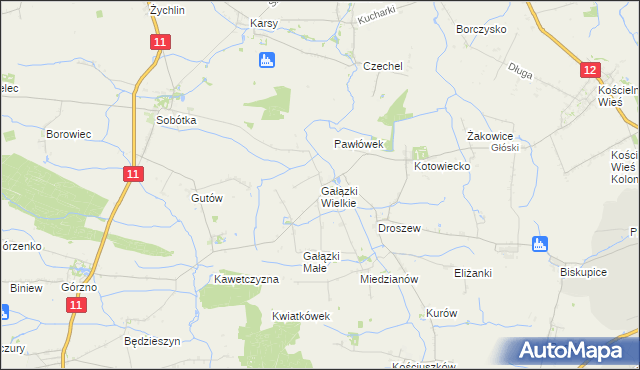 mapa Gałązki Wielkie, Gałązki Wielkie na mapie Targeo