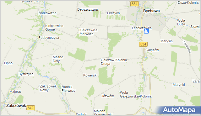 mapa Gałęzów-Kolonia Druga, Gałęzów-Kolonia Druga na mapie Targeo