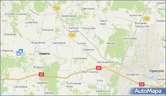 mapa Gawrony gmina Sławno, Gawrony gmina Sławno na mapie Targeo