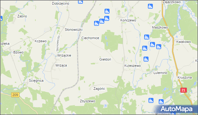 mapa Giełdoń, Giełdoń na mapie Targeo