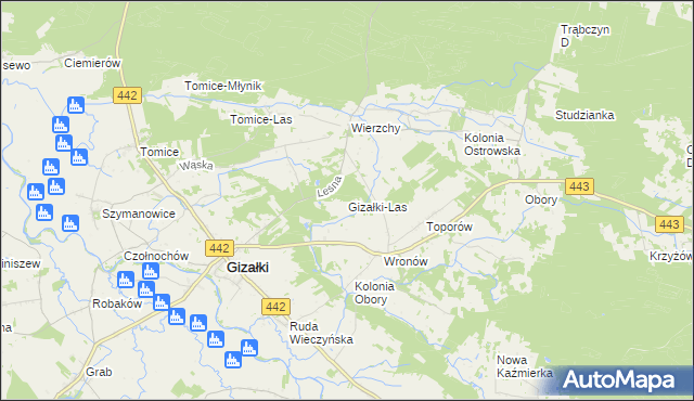 mapa Gizałki-Las, Gizałki-Las na mapie Targeo