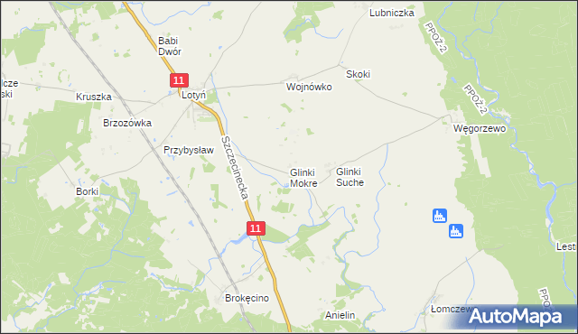 mapa Glinki Mokre, Glinki Mokre na mapie Targeo