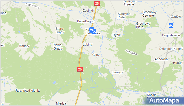 mapa Gliny gmina Rychwał, Gliny gmina Rychwał na mapie Targeo