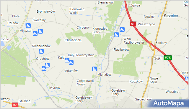 mapa Głogowiec gmina Kutno, Głogowiec gmina Kutno na mapie Targeo