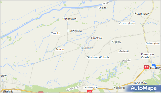 mapa Głuchowo gmina Słońsk, Głuchowo gmina Słońsk na mapie Targeo