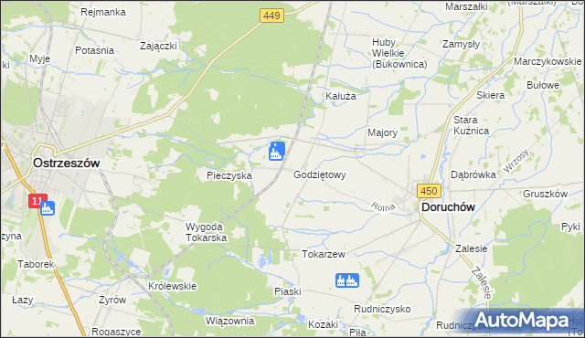 mapa Godziętowy, Godziętowy na mapie Targeo