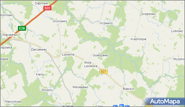 mapa Goleszewo, Goleszewo na mapie Targeo