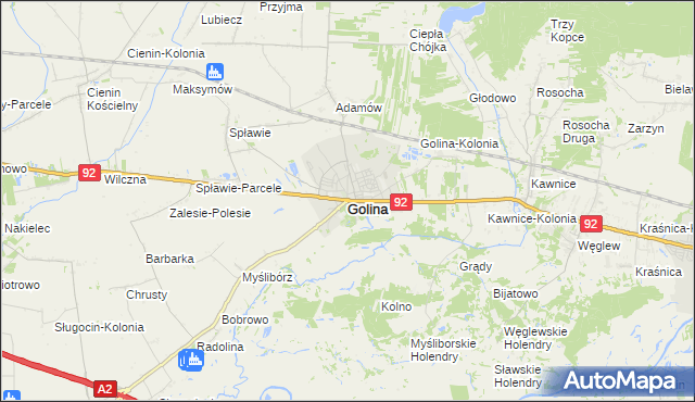 mapa Golina powiat koniński, Golina powiat koniński na mapie Targeo