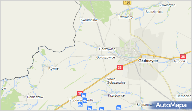 mapa Gołuszowice, Gołuszowice na mapie Targeo