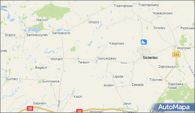 mapa Goncarzewy, Goncarzewy na mapie Targeo