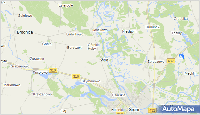 mapa Góra gmina Śrem, Góra gmina Śrem na mapie Targeo