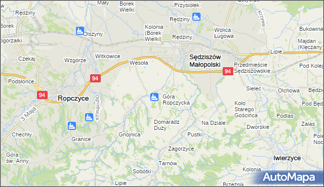 mapa Góra Ropczycka, Góra Ropczycka na mapie Targeo