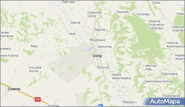 mapa Goraj powiat biłgorajski, Goraj powiat biłgorajski na mapie Targeo