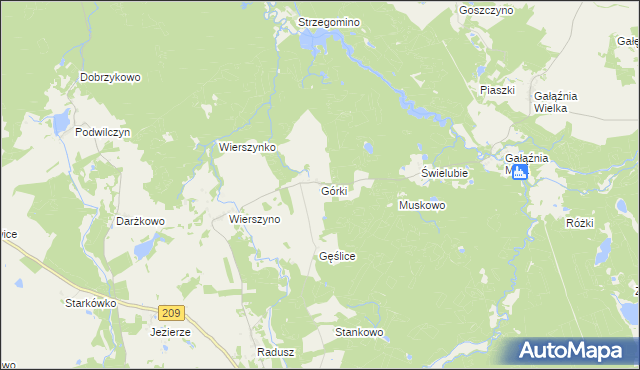 mapa Górki gmina Kołczygłowy, Górki gmina Kołczygłowy na mapie Targeo