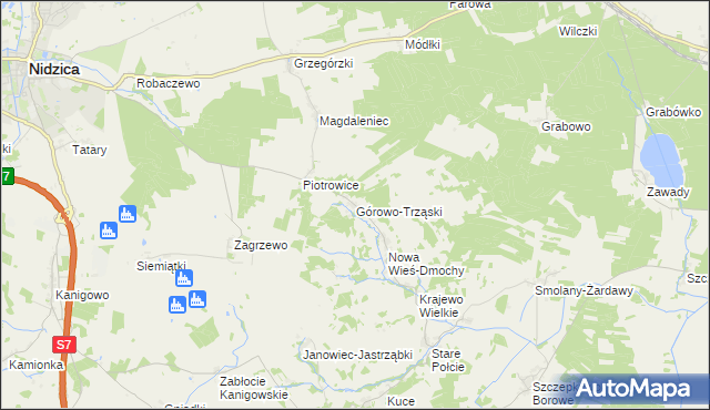 mapa Górowo-Trząski, Górowo-Trząski na mapie Targeo