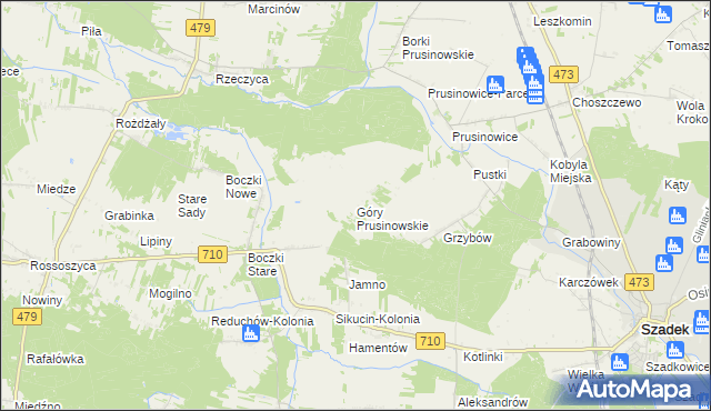 mapa Góry Prusinowskie, Góry Prusinowskie na mapie Targeo