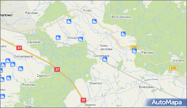 mapa Gorzebądz gmina Darłowo, Gorzebądz gmina Darłowo na mapie Targeo