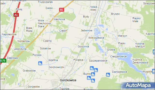 mapa Gościnna, Gościnna na mapie Targeo