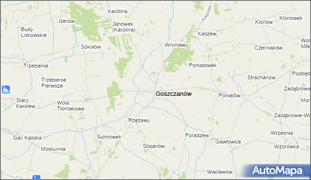 mapa Goszczanów, Goszczanów na mapie Targeo