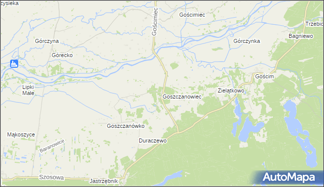 mapa Goszczanowiec, Goszczanowiec na mapie Targeo