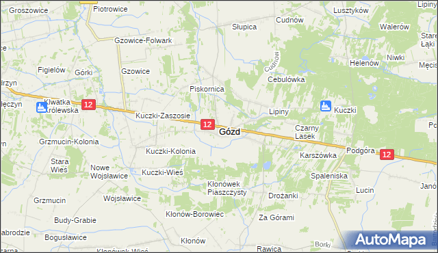 mapa Gózd powiat radomski, Gózd powiat radomski na mapie Targeo