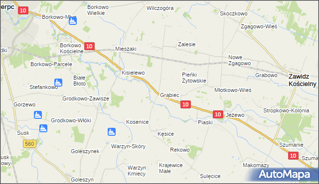 mapa Grąbiec, Grąbiec na mapie Targeo