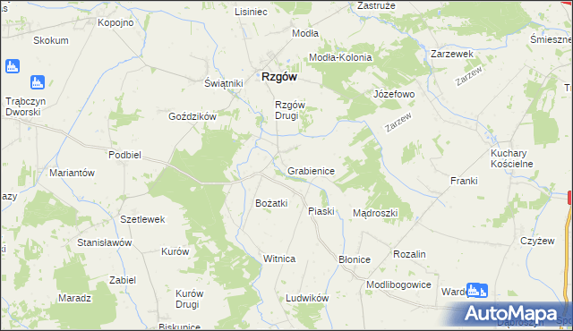 mapa Grabienice, Grabienice na mapie Targeo