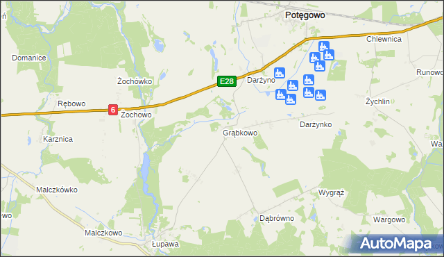 mapa Grąbkowo gmina Potęgowo, Grąbkowo gmina Potęgowo na mapie Targeo