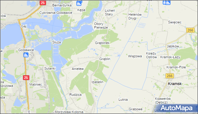 mapa Grąblin, Grąblin na mapie Targeo