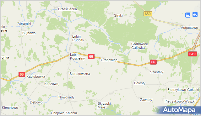 mapa Grabowiec gmina Bielsk Podlaski, Grabowiec gmina Bielsk Podlaski na mapie Targeo