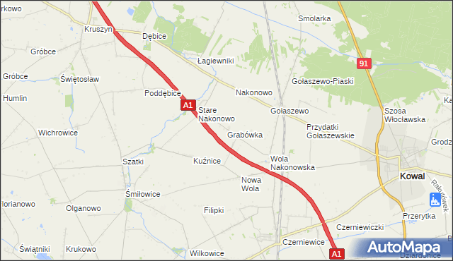 mapa Grabówka gmina Choceń, Grabówka gmina Choceń na mapie Targeo