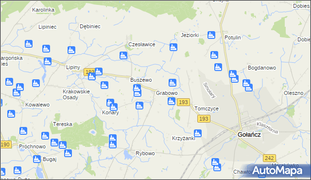 mapa Grabowo gmina Gołańcz, Grabowo gmina Gołańcz na mapie Targeo