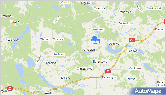 mapa Grądzień, Grądzień na mapie Targeo