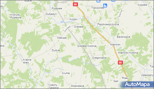 mapa Gredele-Kolonia, Gredele-Kolonia na mapie Targeo