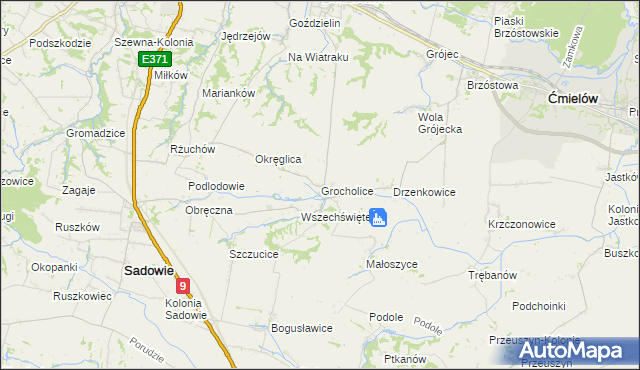 mapa Grocholice gmina Sadowie, Grocholice gmina Sadowie na mapie Targeo