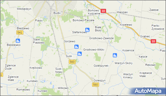 mapa Grodkowo-Włóki, Grodkowo-Włóki na mapie Targeo