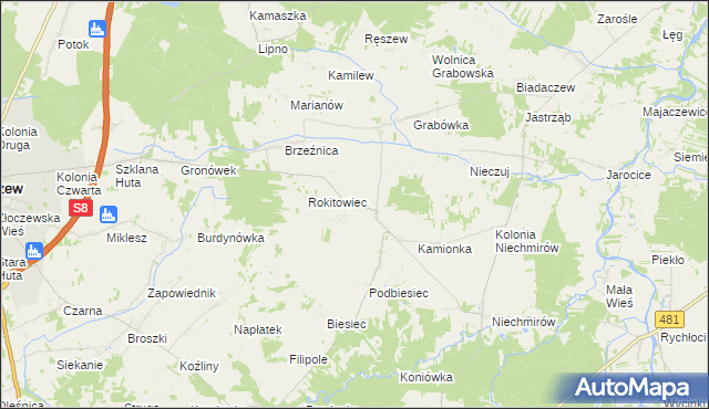 mapa Gronów gmina Burzenin, Gronów gmina Burzenin na mapie Targeo