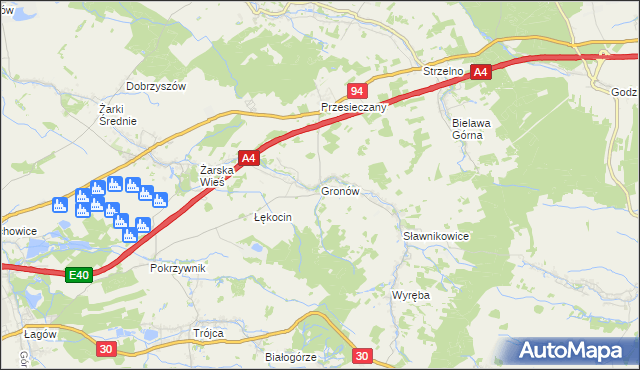 mapa Gronów gmina Zgorzelec, Gronów gmina Zgorzelec na mapie Targeo