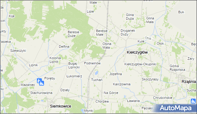 mapa Gumnisko gmina Kiełczygłów, Gumnisko gmina Kiełczygłów na mapie Targeo