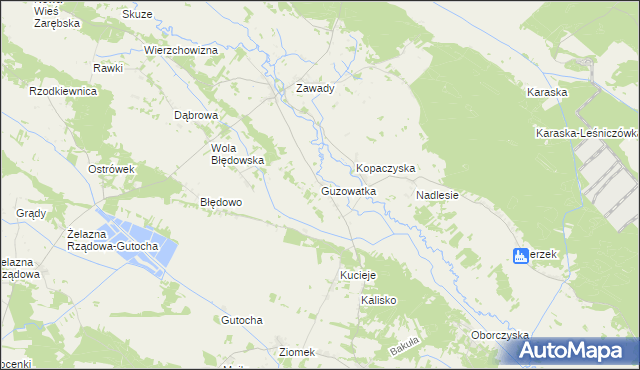 mapa Guzowatka gmina Baranowo, Guzowatka gmina Baranowo na mapie Targeo