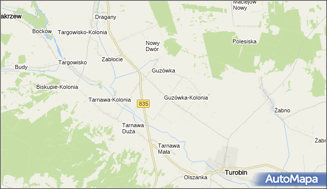 mapa Guzówka-Kolonia, Guzówka-Kolonia na mapie Targeo