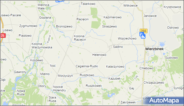 mapa Helenowo gmina Wierzbinek, Helenowo gmina Wierzbinek na mapie Targeo