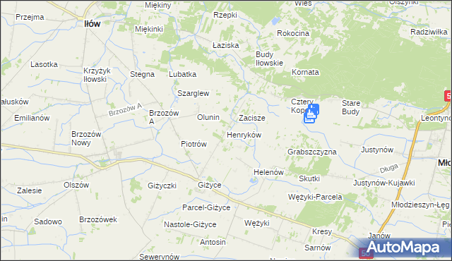 mapa Henryków gmina Iłów, Henryków gmina Iłów na mapie Targeo